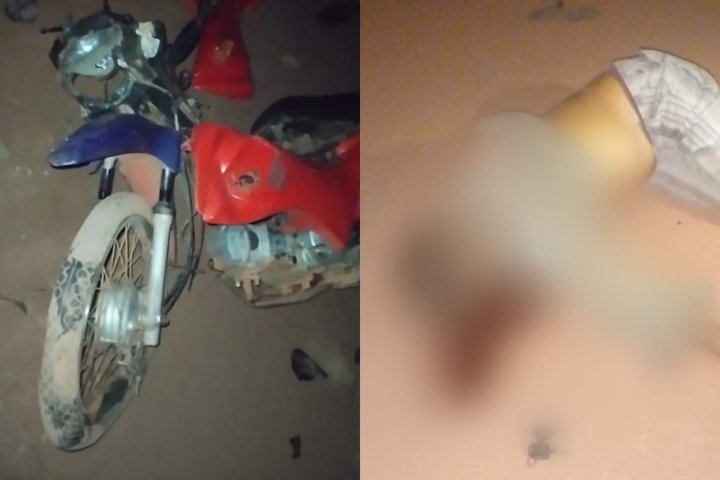 Imagem Colisão entre motos deixa idoso morto, em Altos