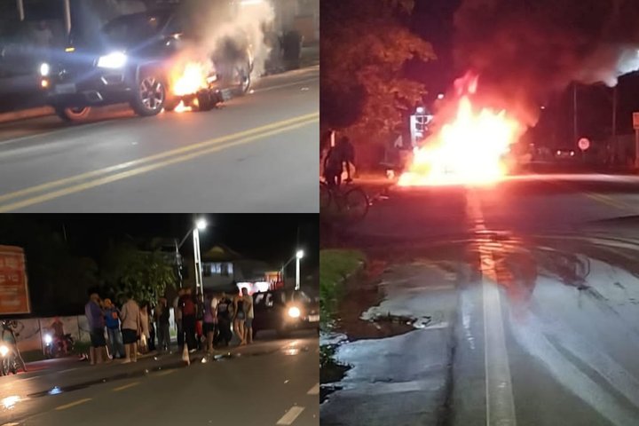 Imagem Carro e moto pegam fogo após acidente em Altos